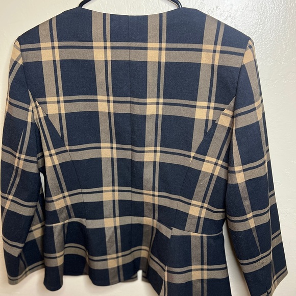 Plaid Tan Preston New York Women's Blazer Jacket - Picture 3 of 5
